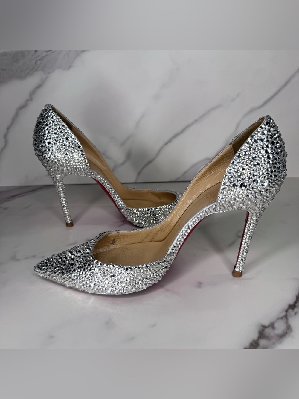 Christian Louboutin Iriza Silver Strass Crystal Heels Size 36.5 / 6.5 - Picture 11 of 16